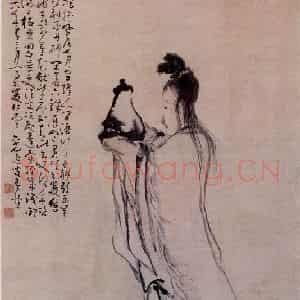 清代 黄慎《麻姑进酒图》国画人物写意作品图片鉴赏