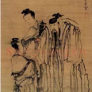 清代 黄慎《韩魏公簪金带围图》国画人物写意作品图片鉴赏