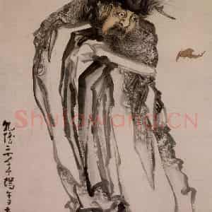 清代 黄慎《钟九首图》国画人物写意作品图片鉴赏