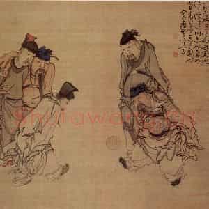 清代 黄慎《蹴鞠图》国画人物写意作品图片鉴赏