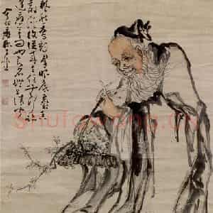 清代 黄慎《人物图》国画人物写意作品图片鉴赏
