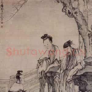 清代 黄慎《献花图》国画综合写意作品图片鉴赏