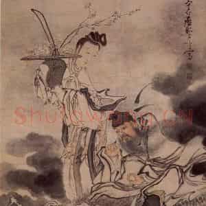 清代 黄慎《探珠图》国画综合写意作品图片鉴赏