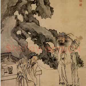 清代 黄慎《碎琴图》国画综合写意作品图片鉴赏