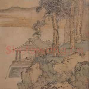 清代 黄慎《蛟湖读书图》国画山水写意作品图片鉴赏