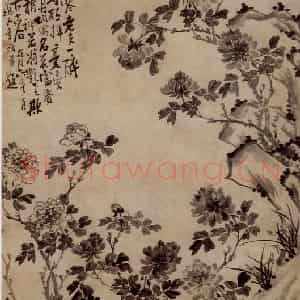 清代 李鳝《牡丹图》国画花鸟作品图片鉴赏
