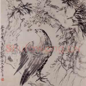 清代 李鳝《松鹰图》国画综合作品图片鉴赏