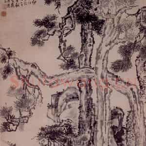 清代 李鳝《五松图》国画山水作品图片鉴赏