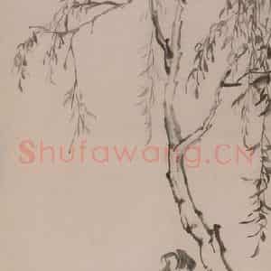 清代 李鳝《柳塘觅食》国画花鸟作品图片鉴赏