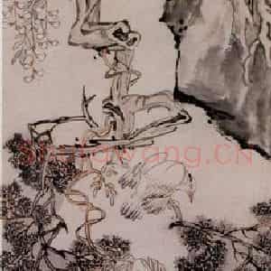 清代 李鳝《紫藤黄鹂图》国画花鸟作品图片鉴赏