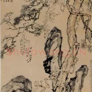 清代 李鳝《设色花树》国画花鸟作品图片鉴赏