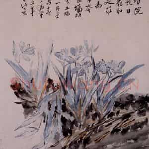 清代 李鳝《土墙蝶花图》国画花鸟作品图片鉴赏