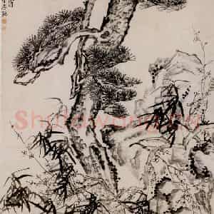 清代 李鳝《三友图》国画山水作品图片鉴赏