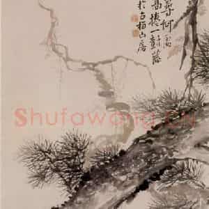 清代 李鳝《松藤图》国画花鸟作品图片鉴赏