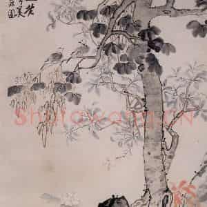 清代 李鳝《梧桐桂花》国画花鸟作品图片鉴赏
