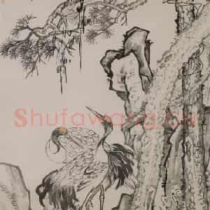 清代 李鳝《松鹤图》国画花鸟作品图片鉴赏