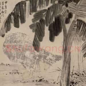 清代 李鳝《蕉鹅图》国画花鸟作品图片鉴赏