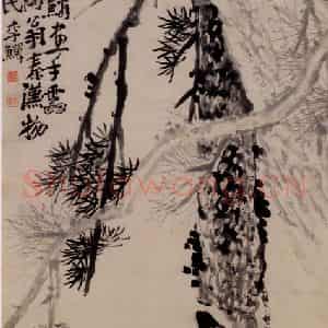 清代 李鳝《墨松图》国画花鸟作品图片鉴赏