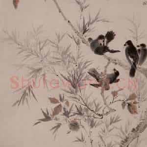清代 华岩《六鸲鹄图》国画花鸟作品图片鉴赏