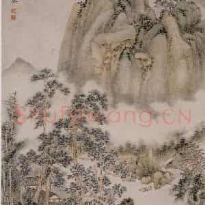 清代 华岩《秋山云起图》国画综合作品图片鉴赏