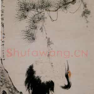 清代 华岩《松鹤图》国画花鸟作品图片鉴赏