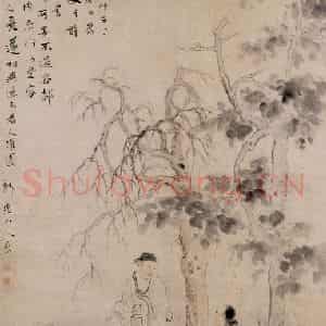 清代 华岩《陈仲子灌园图》国画人物作品图片鉴赏