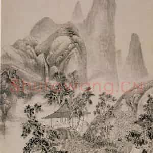 清代 华岩《空亭悟赏图》国画综合作品图片鉴赏