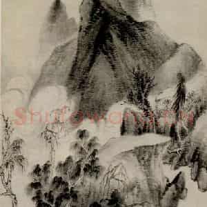 清代 华岩《清溪垂钓图》国画山水作品图片鉴赏