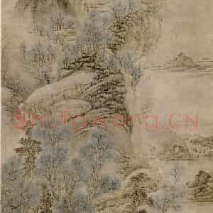 清代 华岩《高山乔木图》国画山水作品图片鉴赏