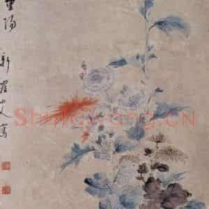 清代 华岩《菊石图》国画花鸟作品图片鉴赏