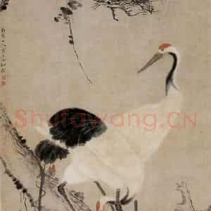 清代 华岩《双鹤图》国画花鸟作品图片鉴赏
