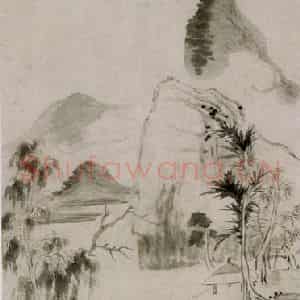 清代 华岩《孤渚泊舫图》国画山水作品图片鉴赏
