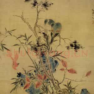 清代 华岩《疏树归禽图》国画花鸟作品图片鉴赏