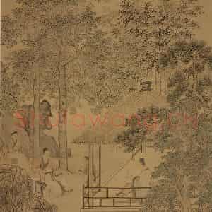 清代 华岩《沈瑜笃学图》国画人物作品图片鉴赏