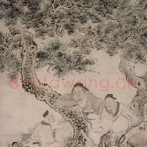 清代 华岩《颂荫三老图》国画人物作品图片鉴赏