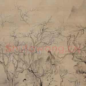 清代 华岩《梅鹤图》国画花鸟作品图片鉴赏