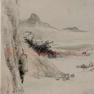 清代 华岩《山水诗斗方》国画山水作品图片鉴赏