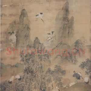 清代 华岩《八鹤图》国画花鸟作品图片鉴赏