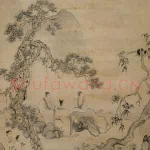 清代 华岩《松下清话图》国画花鸟作品图片鉴赏