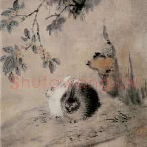 清代 华岩《桂兔图》国画综合作品图片鉴赏