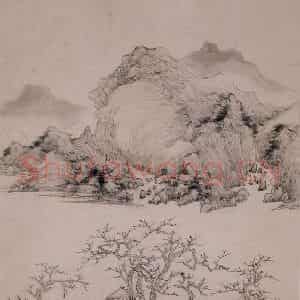 清代 华岩《春水草亭图》国画山水作品图片鉴赏