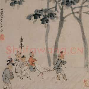 清代 华岩《童戏图》国画人物作品图片鉴赏