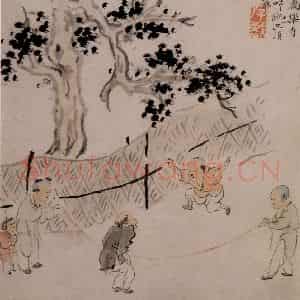 清代 华岩《童戏图》国画人物作品图片鉴赏