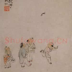 清代 华岩《童戏图》国画人物作品图片鉴赏