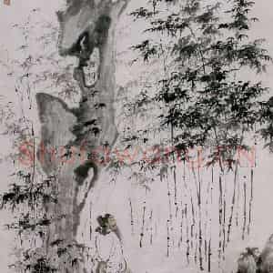 清代 华岩《钟旭赏竹图》国画综合作品图片鉴赏