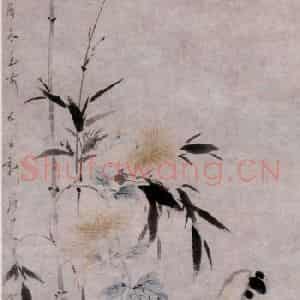 清代 华岩《竹菊图》国画综合作品图片鉴赏