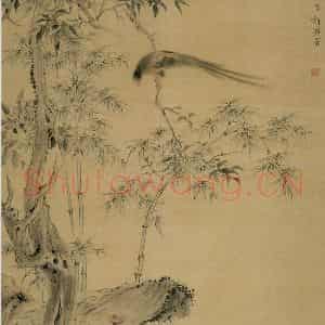 清代 华岩《桂树山雉图》国画综合作品图片鉴赏