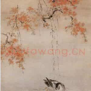 清代 华岩《桃潭浴鸭图》国画综合作品图片鉴赏