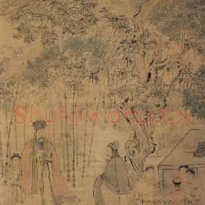 清代 华岩《苏米对书图》国画人物作品图片鉴赏