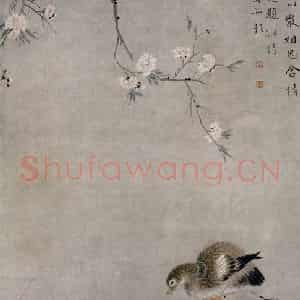 清代 华岩《桃花鸳鸯图》国画花鸟作品图片鉴赏